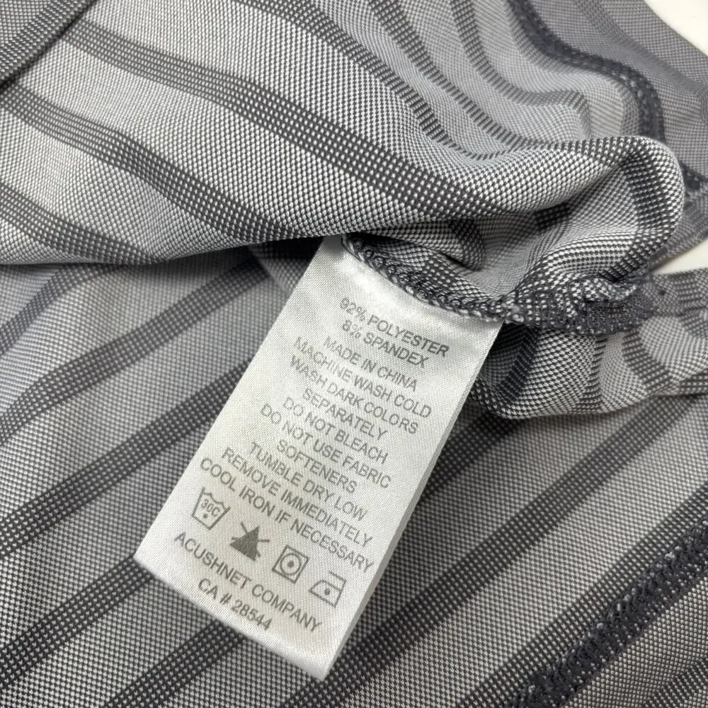 Footjoy Mens Large Gray Striped Short Sleeve‎ Golf Polo Shirt